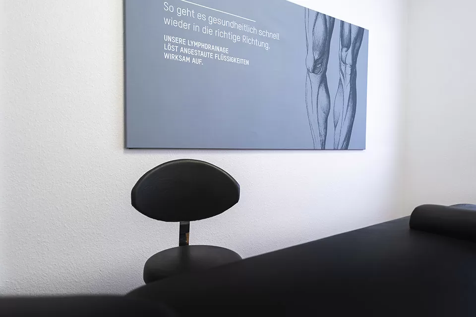 Physiotherapie Johannson - Plakat: So geht es gesundheitlich schnell wieder in die richtige Richtung. Unsere Lymphdrainage löst angestaute Flüssigkeit wirksam auf.